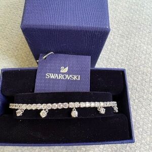 Swarovski Silver Crystal Drop Bracelet with Dangling Accents